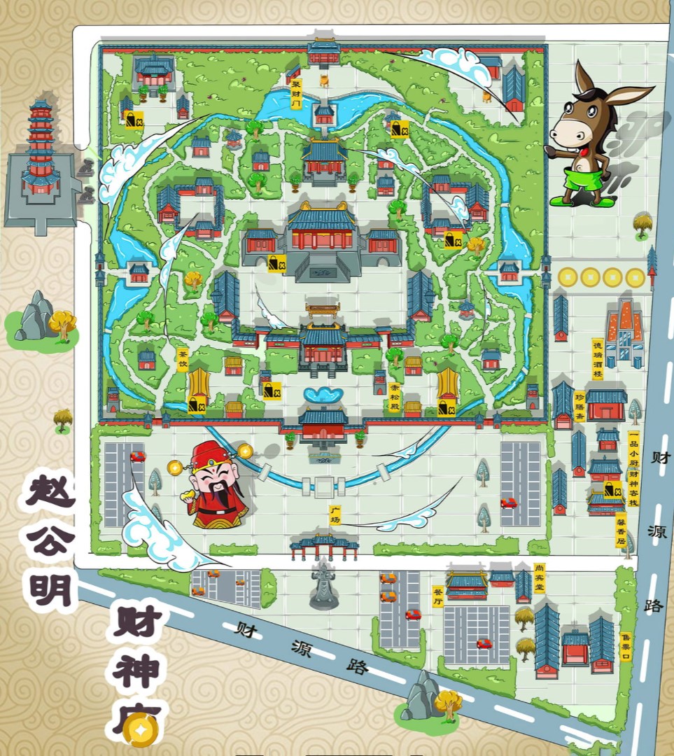 东宝寺庙类手绘地图